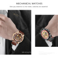 Men's Watch BIDEN 0194 Luxury Cool Automatic Mechanical Watches Brown Skeleton Steampunk Punk Male Clock relogio masculino